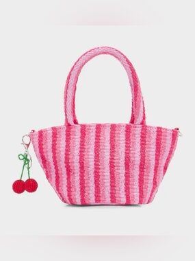Bari Lynn Girl's Raffia Striped Tote Bag